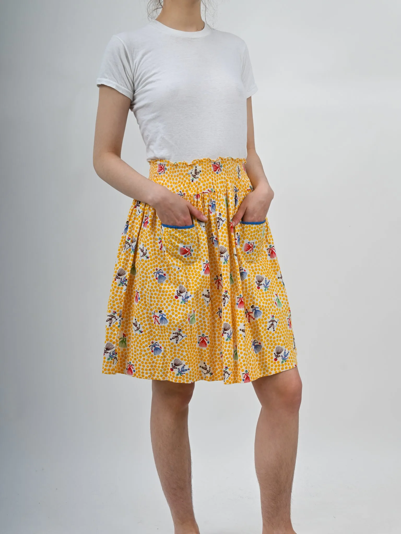 1940s Novelty Dutch People Print Skirt