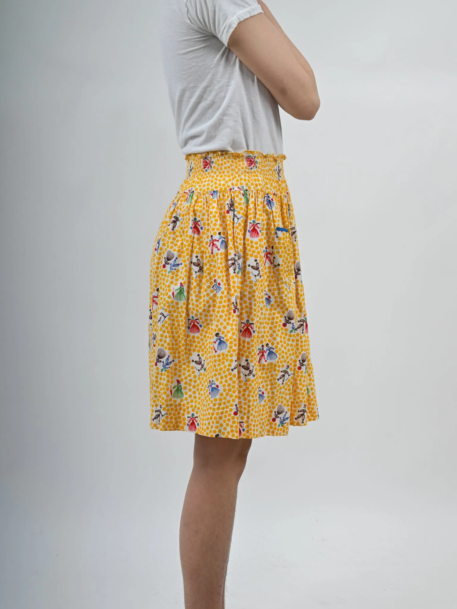 1940s Novelty Dutch People Print Skirt