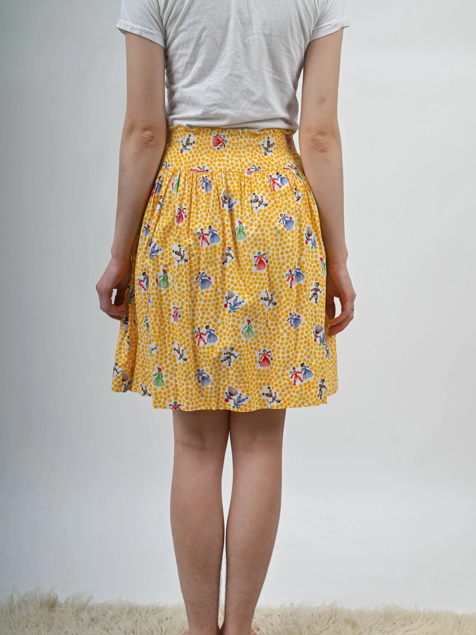 1940s Novelty Dutch People Print Skirt