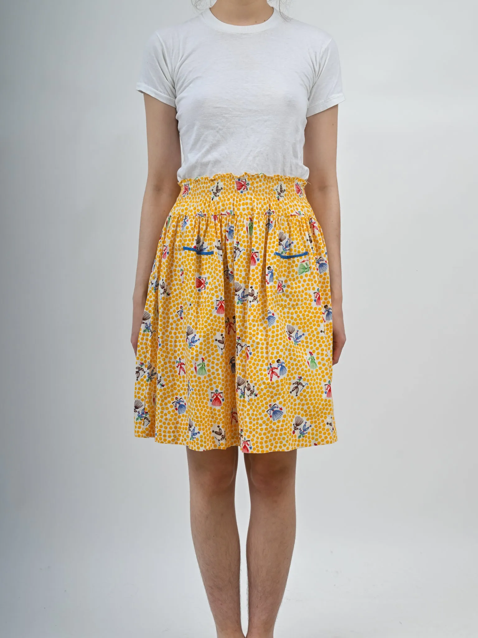 1940s Novelty Dutch People Print Skirt