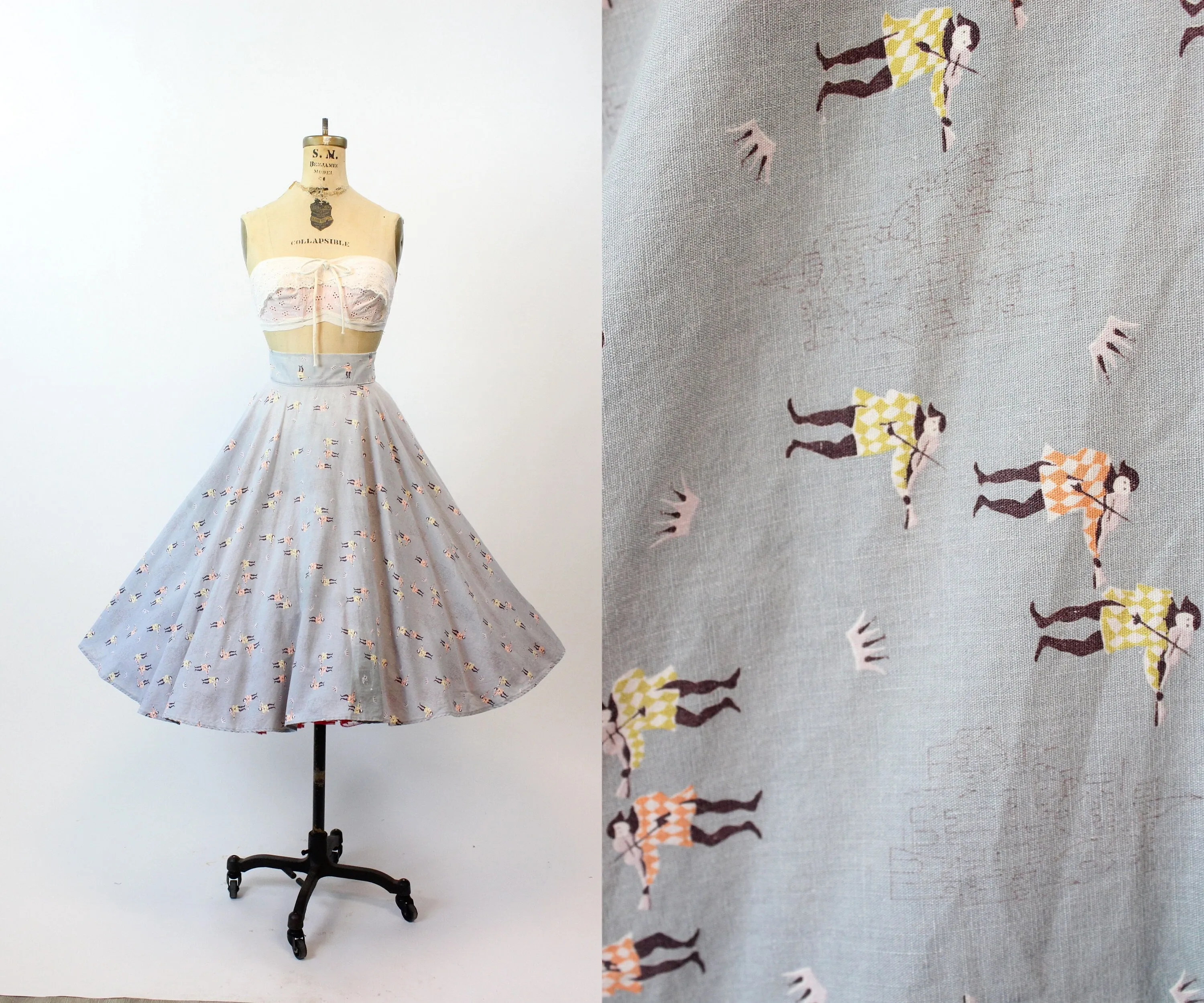 1950s CASTLES CROWNS novelty print circle skirt medium | new spring summer