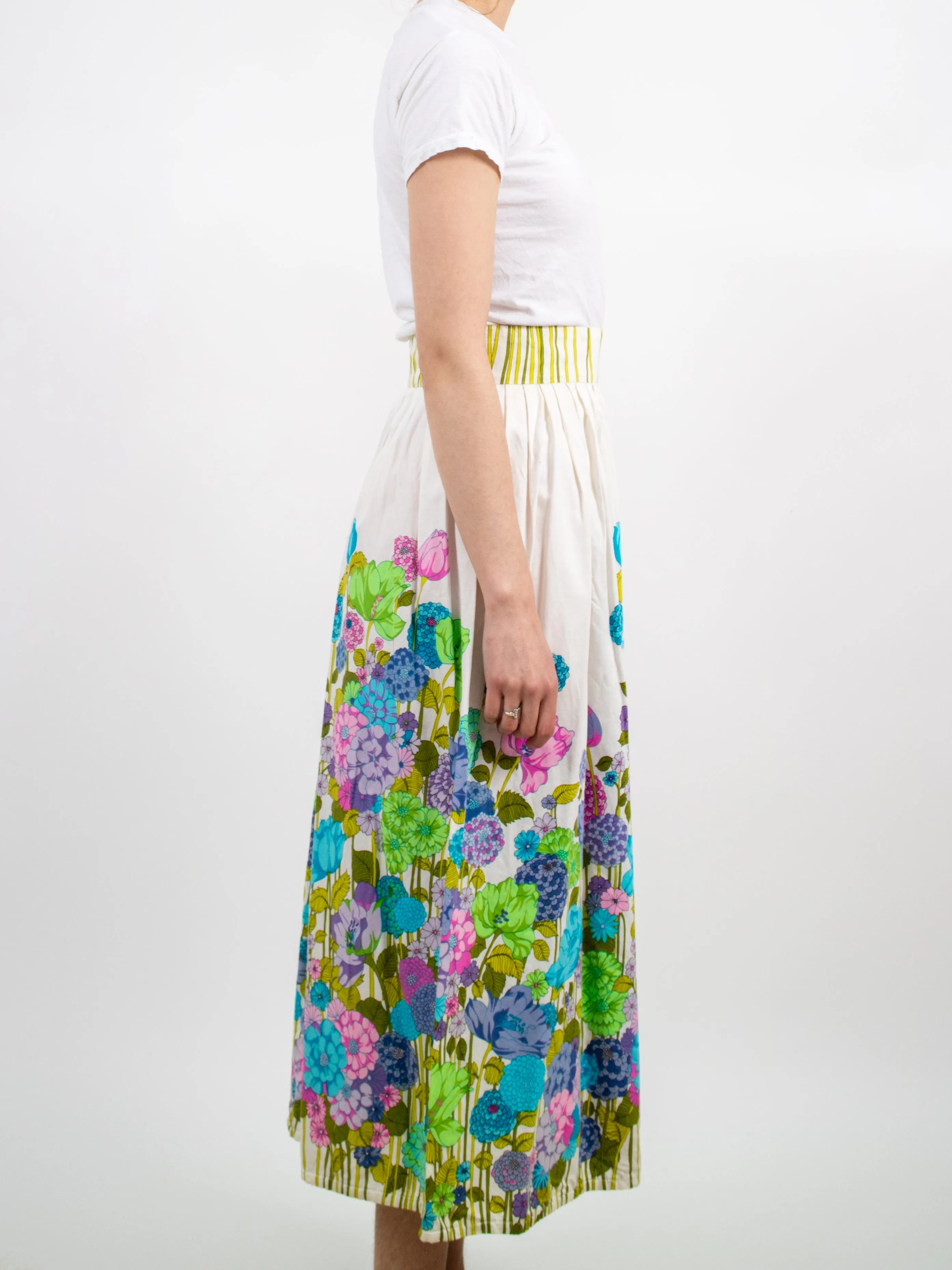 1960s Bright Floral Hawaiian Maxi Skirt