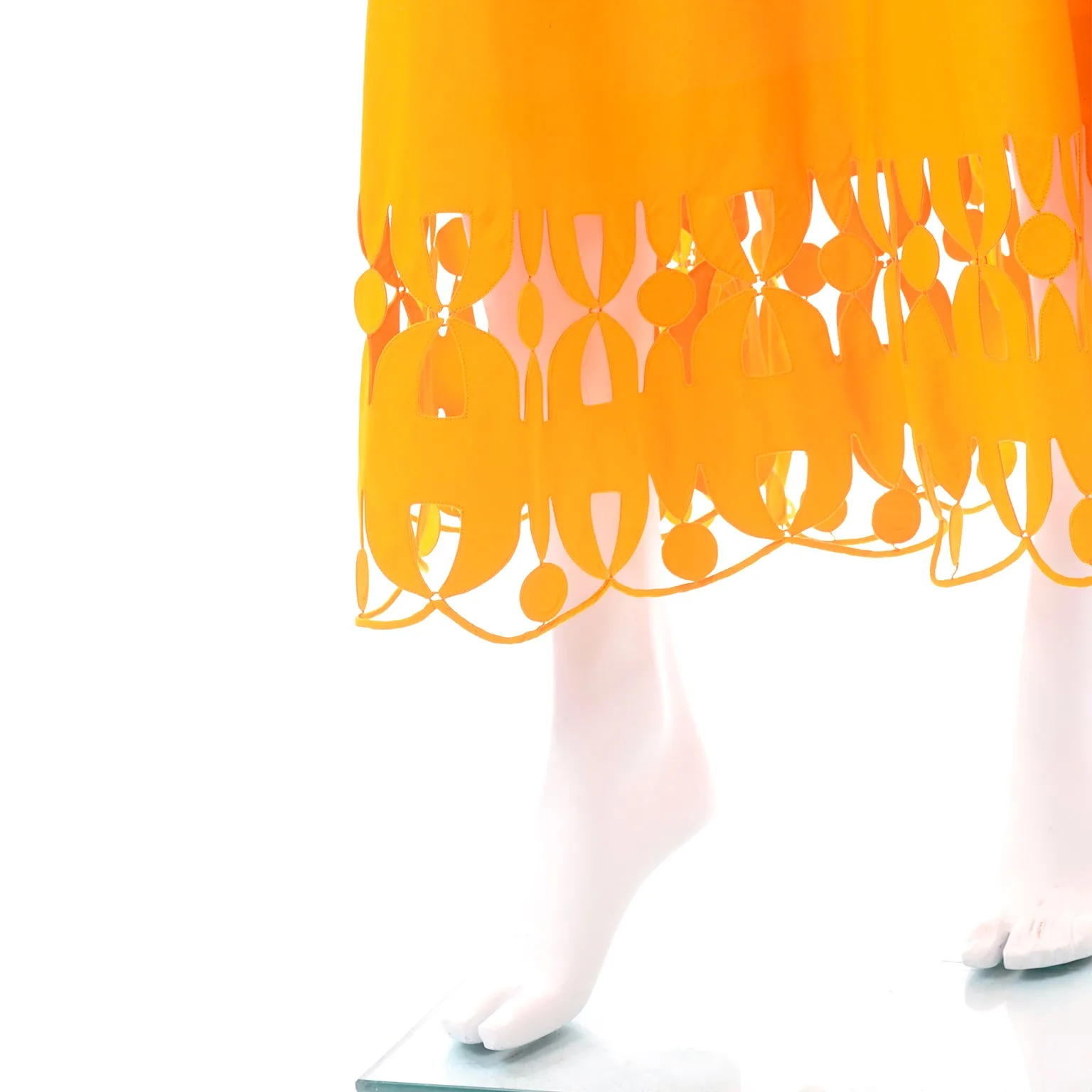 1990s Maurizio Galante Circolare Marigold Cutwork Skirt & Crop Top 8