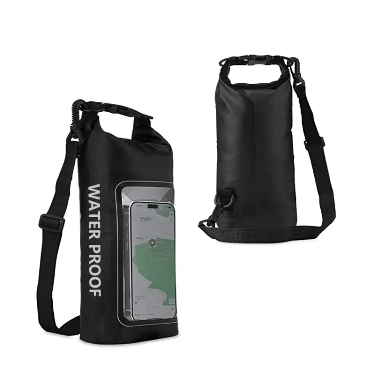 2 In 1 Outdoor Cycling Crossbody Phone Bag PVC Swimming IPX6 Waterproof Bag, Size: 2L(Black)