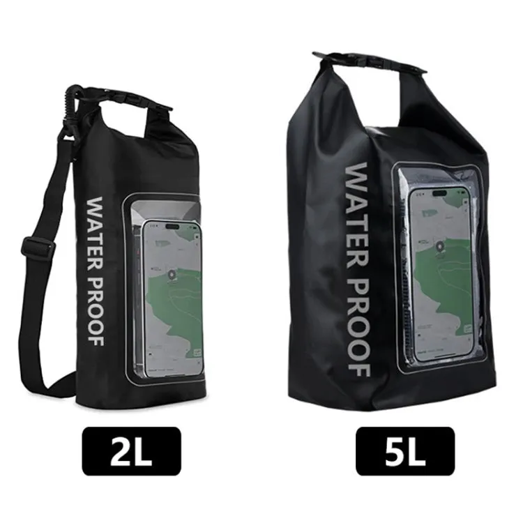 2 In 1 Outdoor Cycling Crossbody Phone Bag PVC Swimming IPX6 Waterproof Bag, Size: 2L(Black)