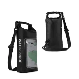 2 In 1 Outdoor Cycling Crossbody Phone Bag PVC Swimming IPX6 Waterproof Bag, Size: 2L(Black)