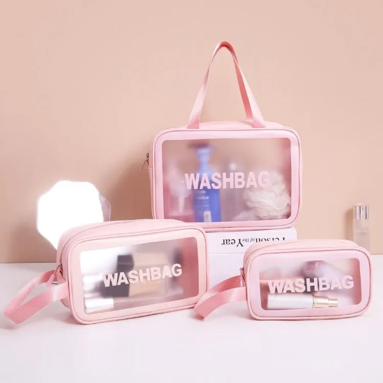 2 PCS Frosted Translucent Waterproof Storage Bag Cosmetic Bag Swimming Bag Wash Bag White L