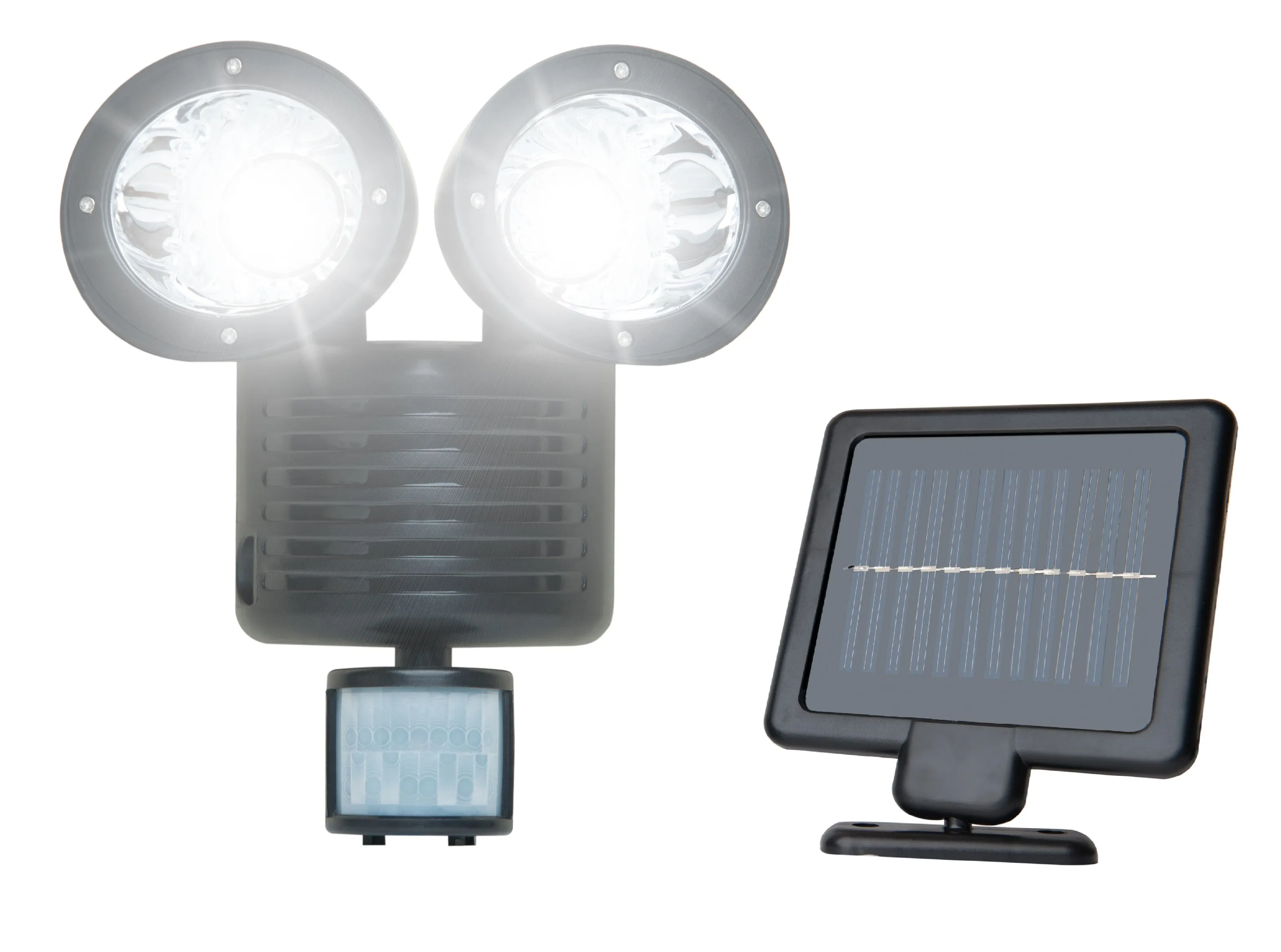 22 LED Twin Head Solar Security Light — with separate solar panel