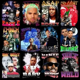 50 Hip Hop Rap Male V2 Designs Bundle PNG