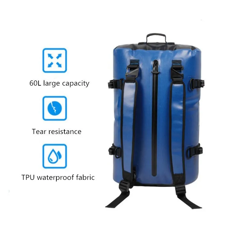 60L Outdoor Swimming Diving  Surfing Full Waterproof Backpack Large Capacity Mountaineering Equipment Bag(Blue)