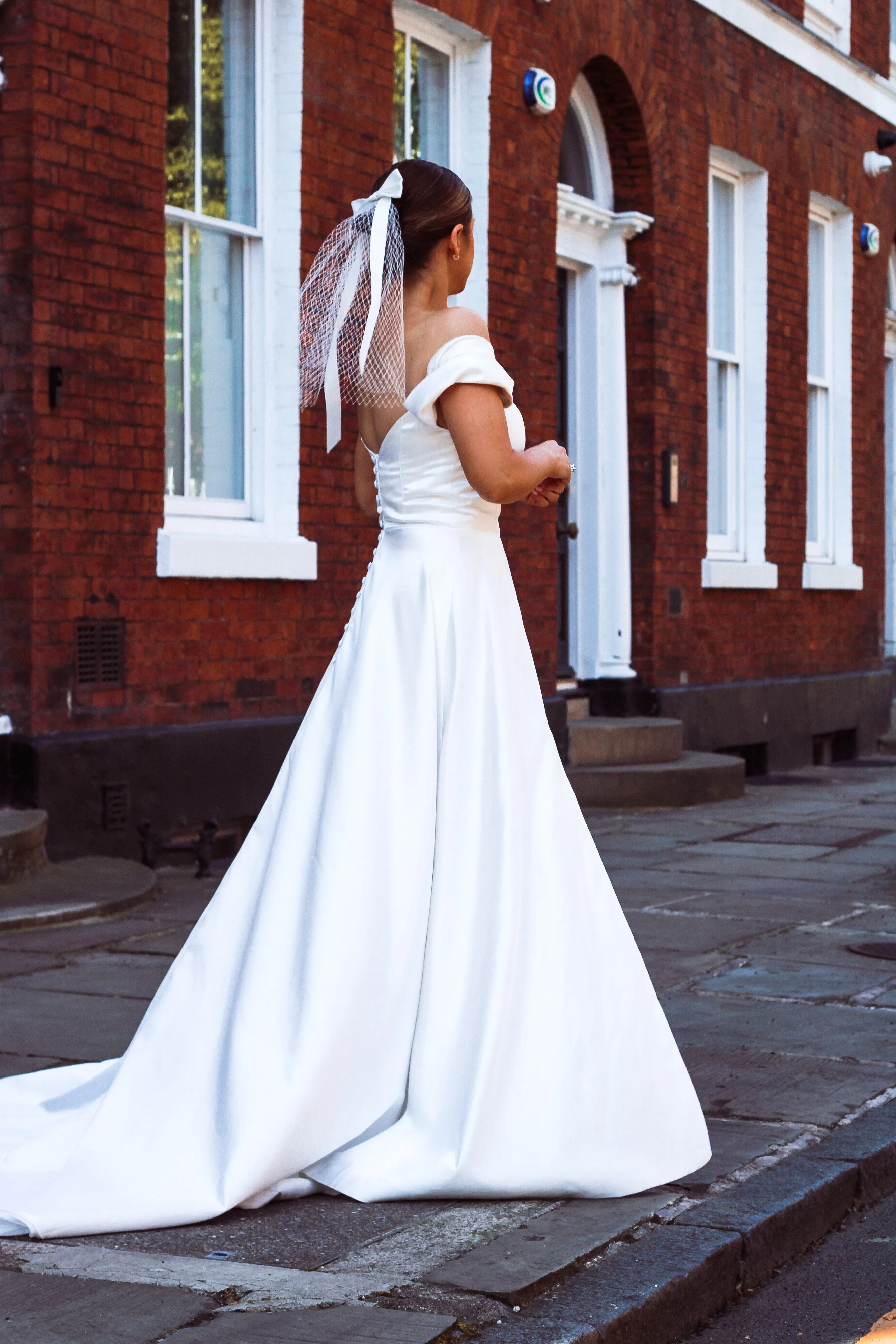 Abbie - Off-the-Shoulder Satin Wedding Dress