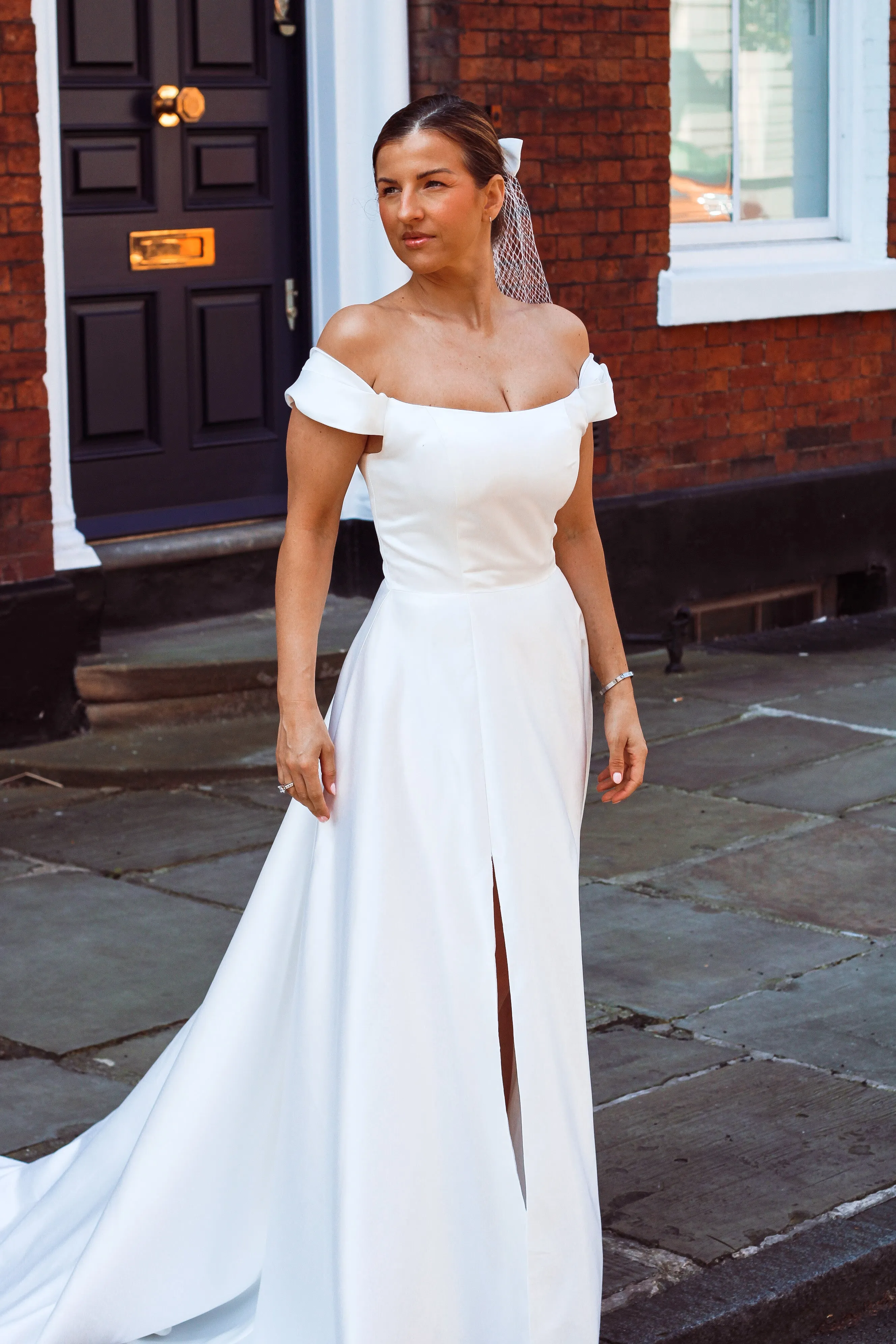 Abbie - Off-the-Shoulder Satin Wedding Dress