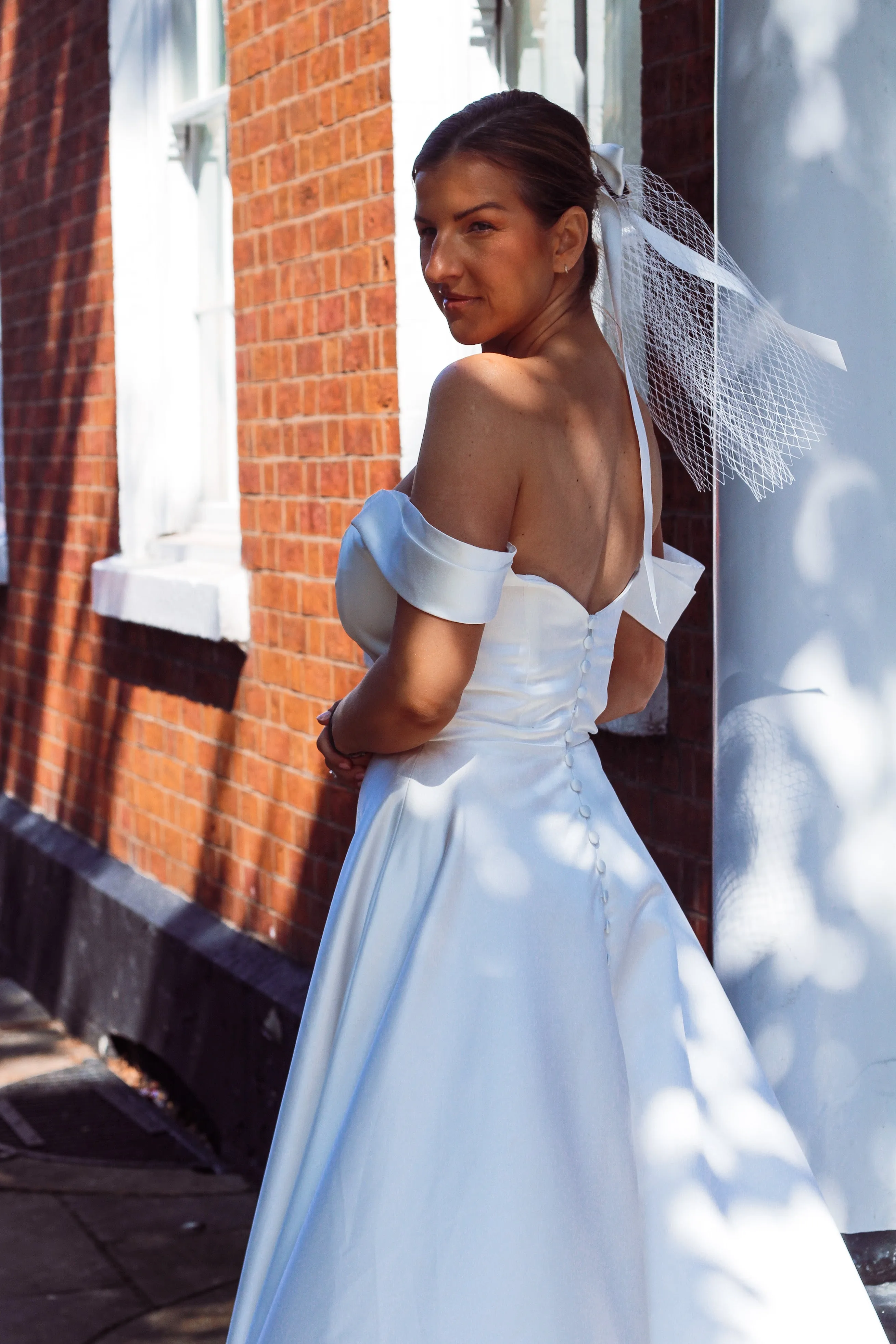 Abbie - Off-the-Shoulder Satin Wedding Dress