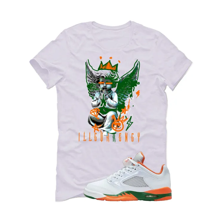 Air Jordan 5 GS Miami Hurricanes White T-Shirt (Graffiti Angel)| illcurrency