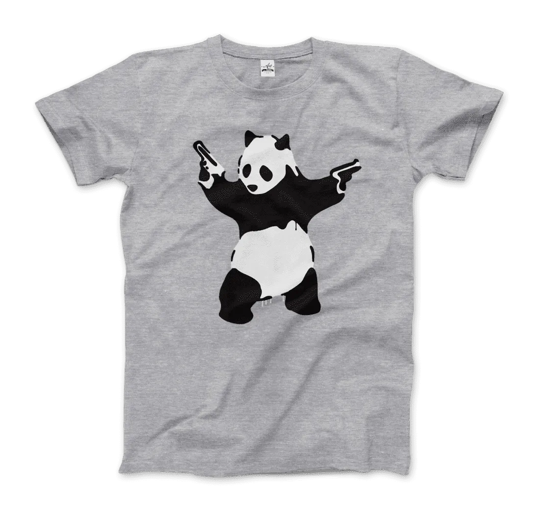 Banksy Pandamonium Armed Panda Artwork T-Shirt