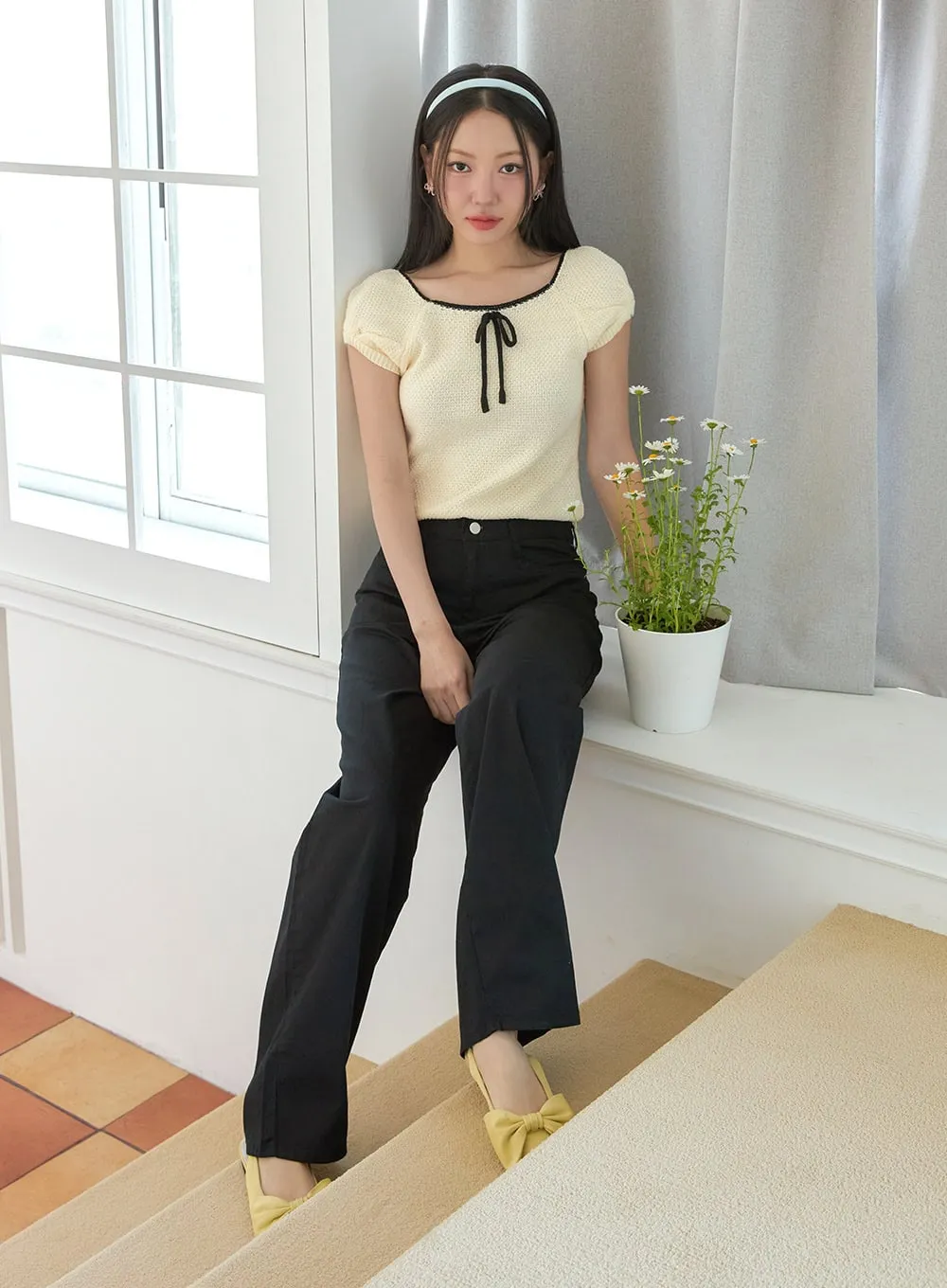 Basic Cotton Straight Leg Pants OY424