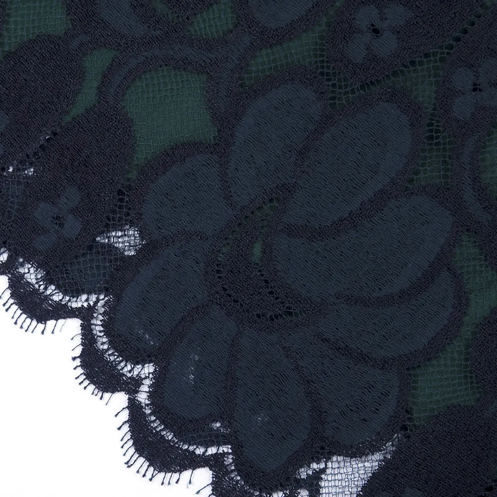 BEENE 80s Black & Green Lace Cocktail Dress