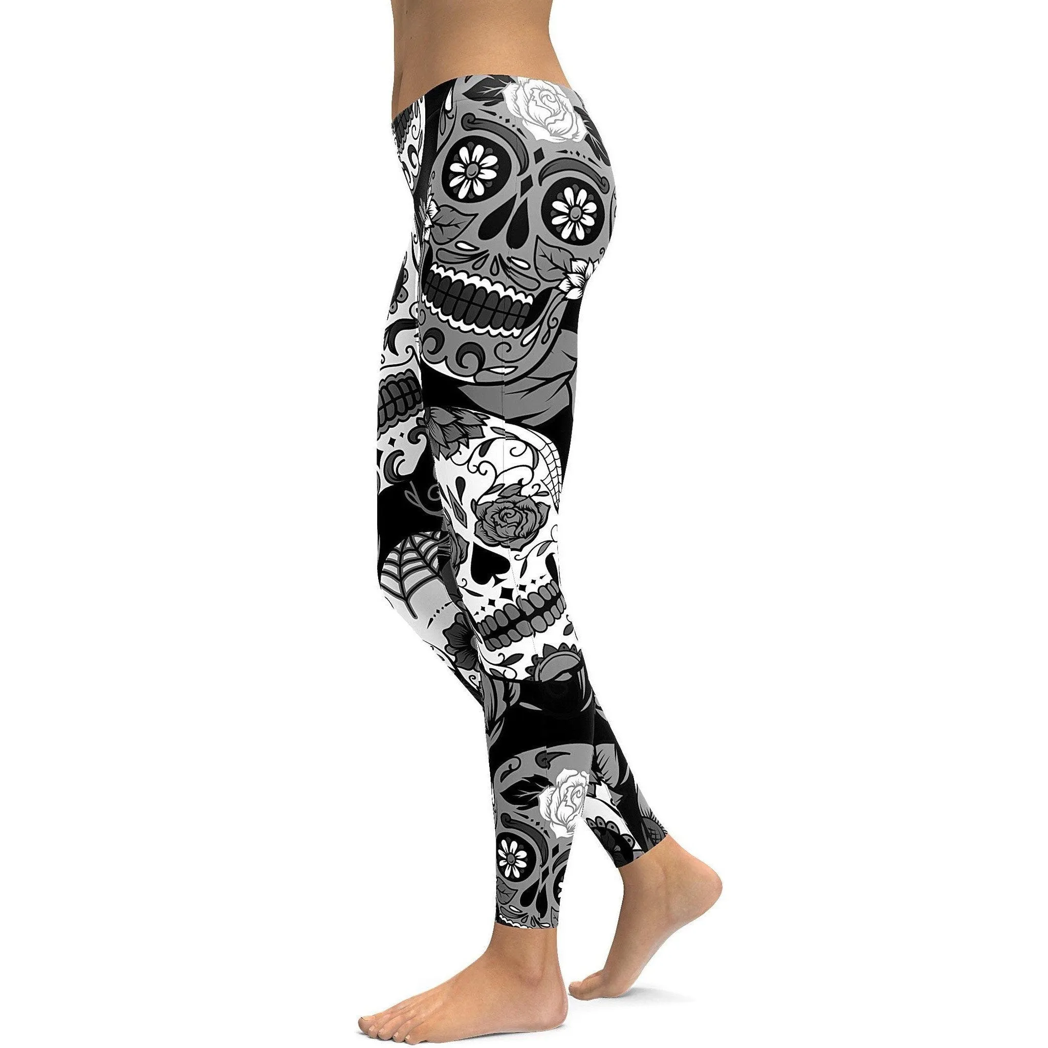 Black & White Sugar Skull Leggings