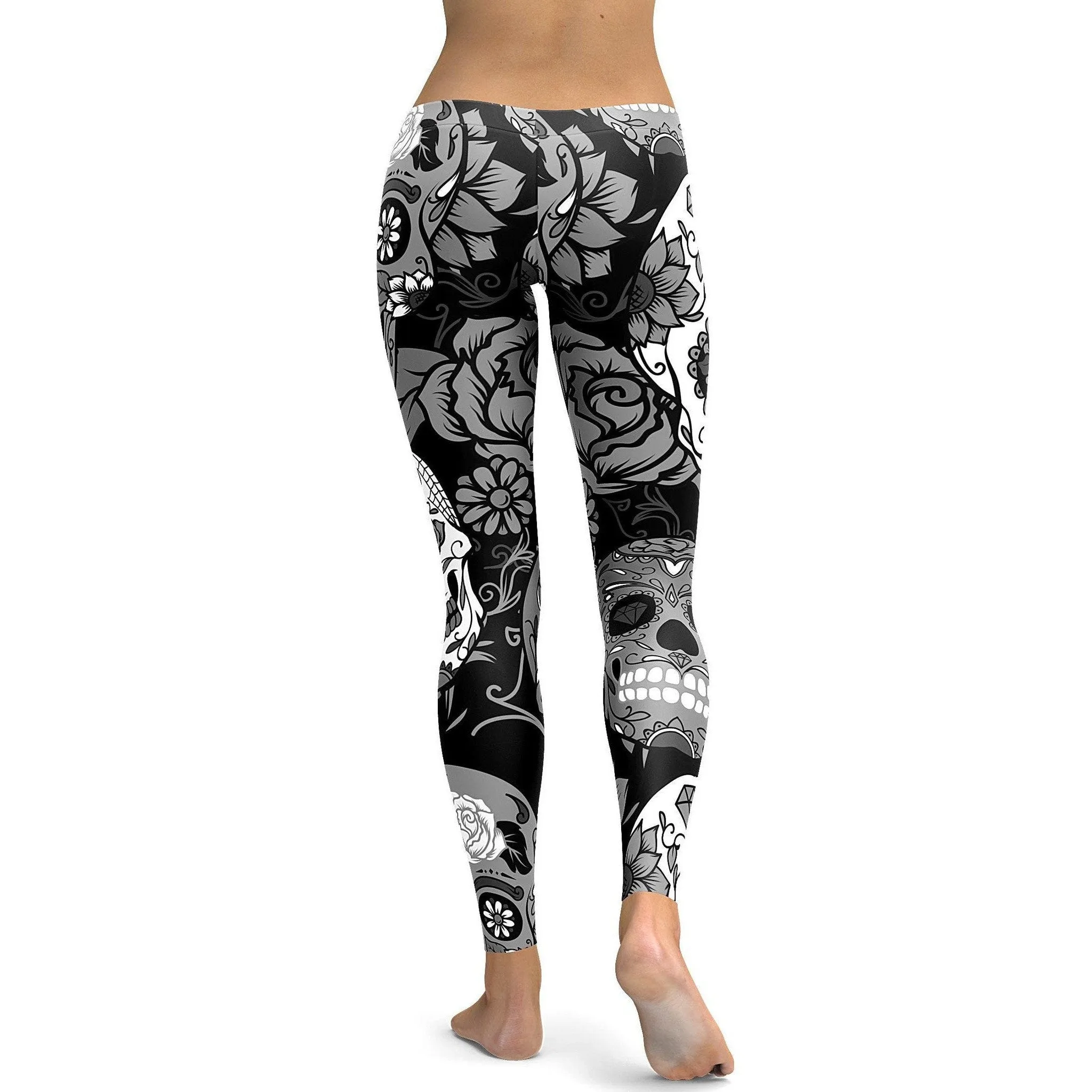 Black & White Sugar Skull Leggings