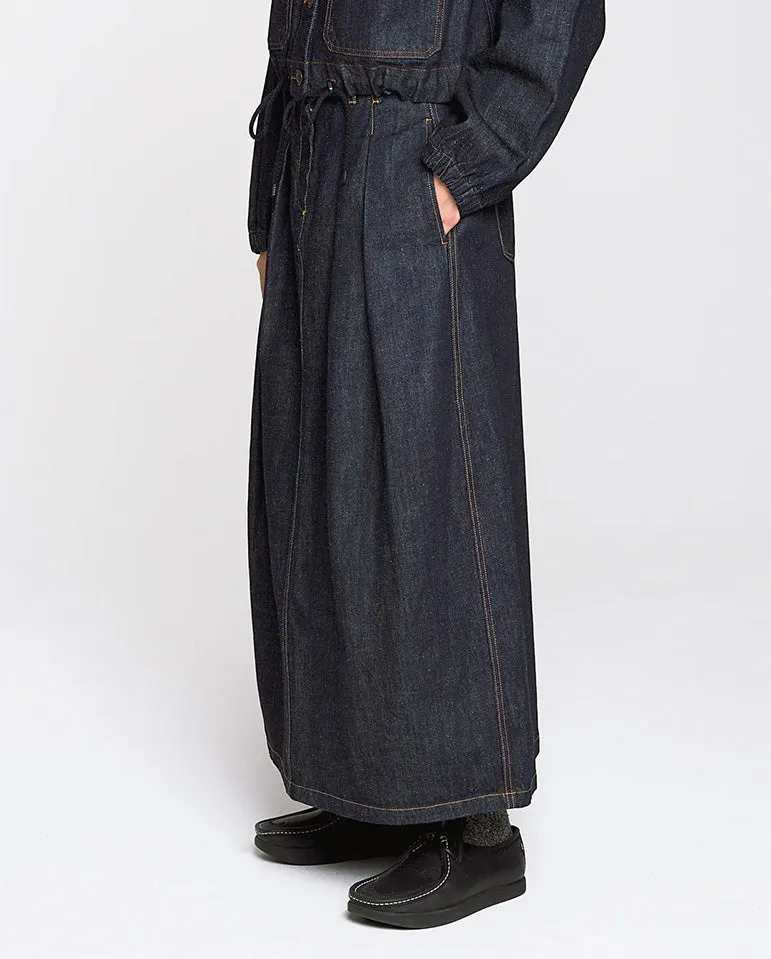 Bulb Denim Maxi skirt INDIGO