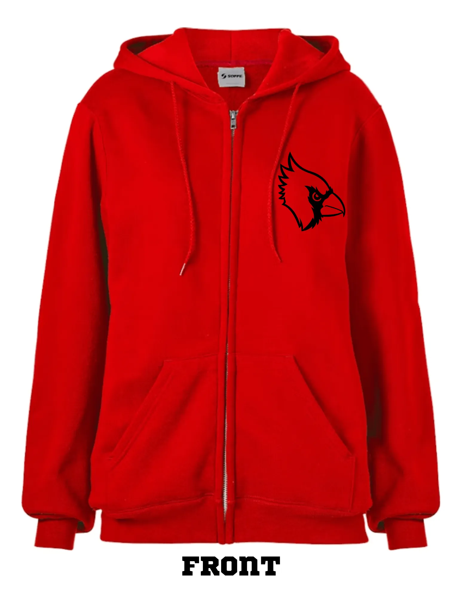 Cardinals Block Letter Zip Front Hoodie: Adult