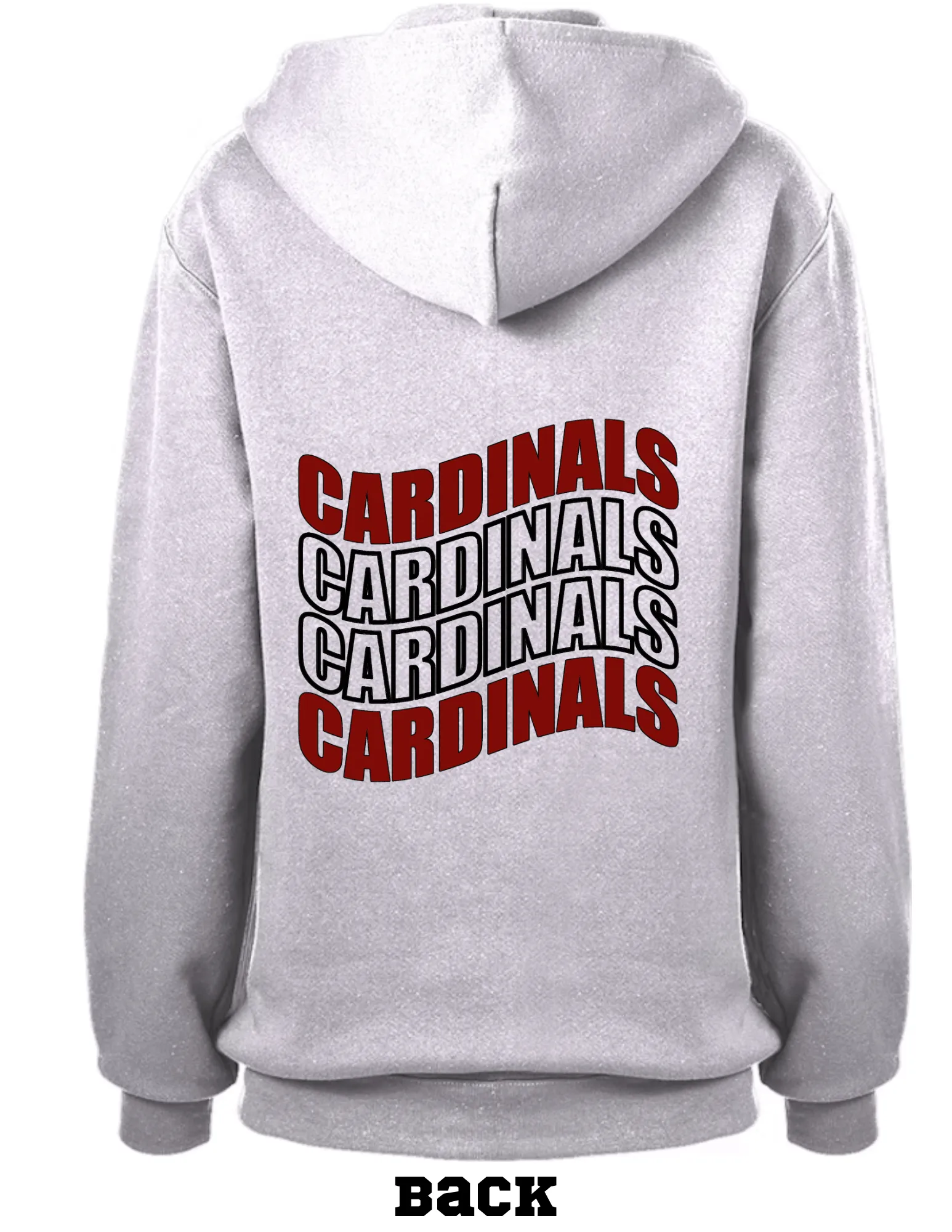 Cardinals Block Letter Zip Front Hoodie: Adult