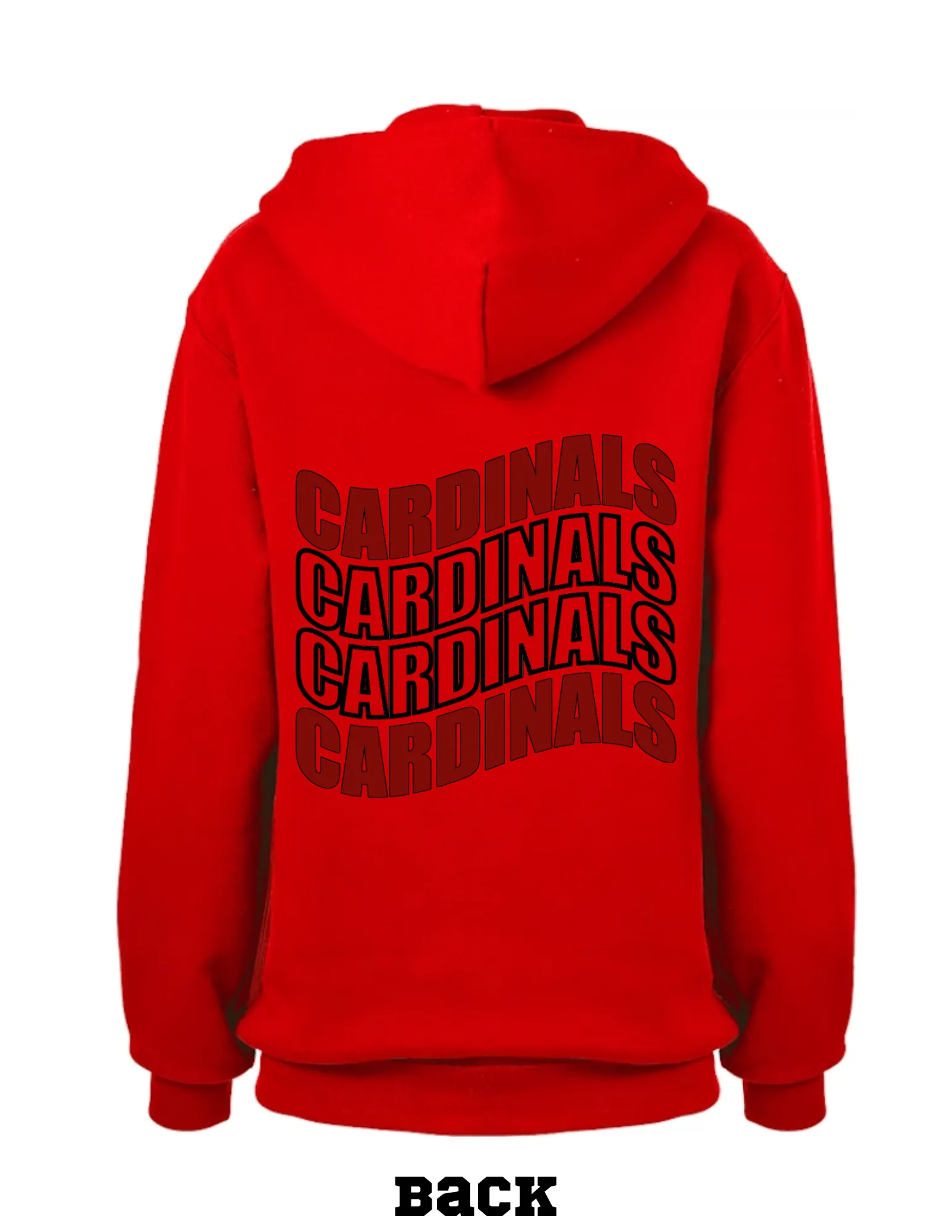 Cardinals Block Letter Zip Front Hoodie: Adult