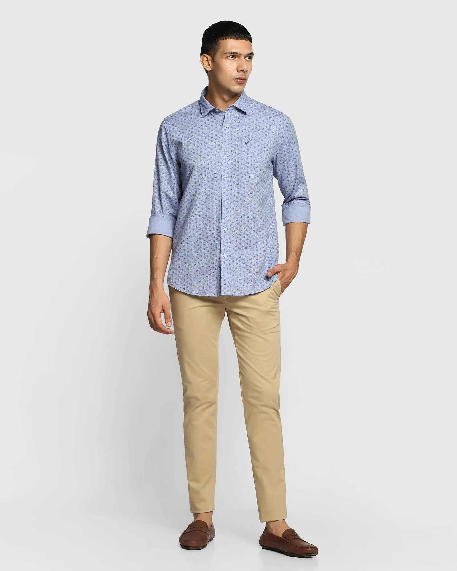 Casual Blue Printed Shirt - Akio