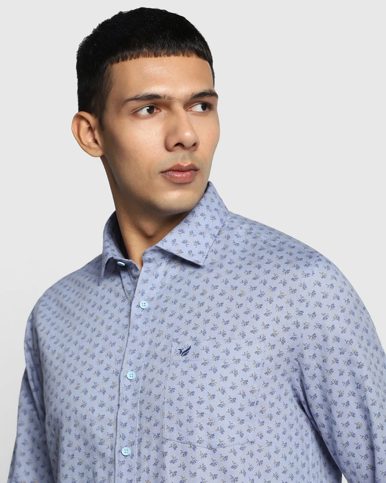 Casual Blue Printed Shirt - Akio