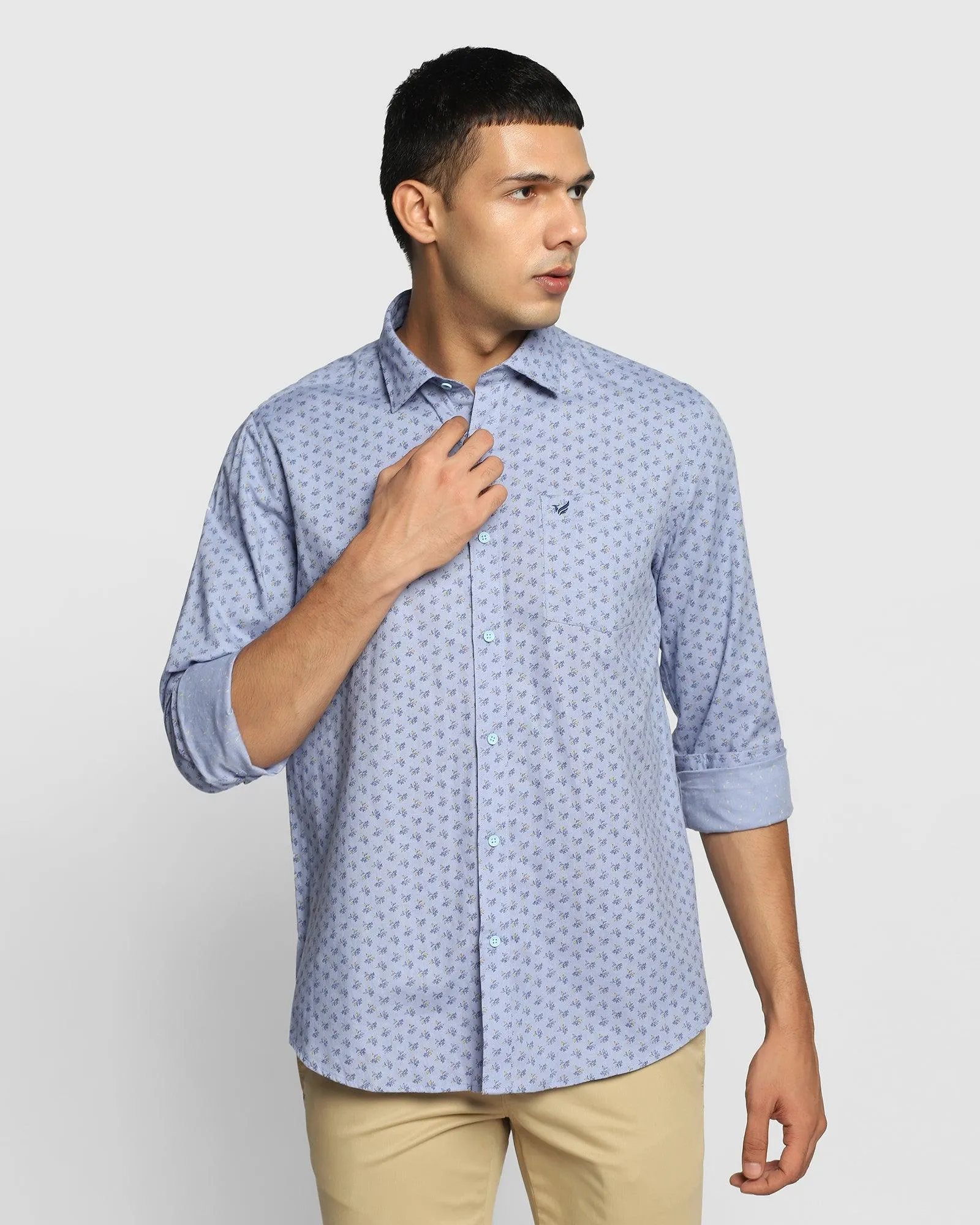 Casual Blue Printed Shirt - Akio