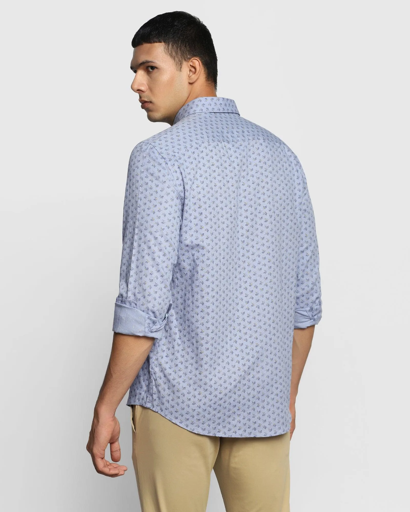 Casual Blue Printed Shirt - Akio