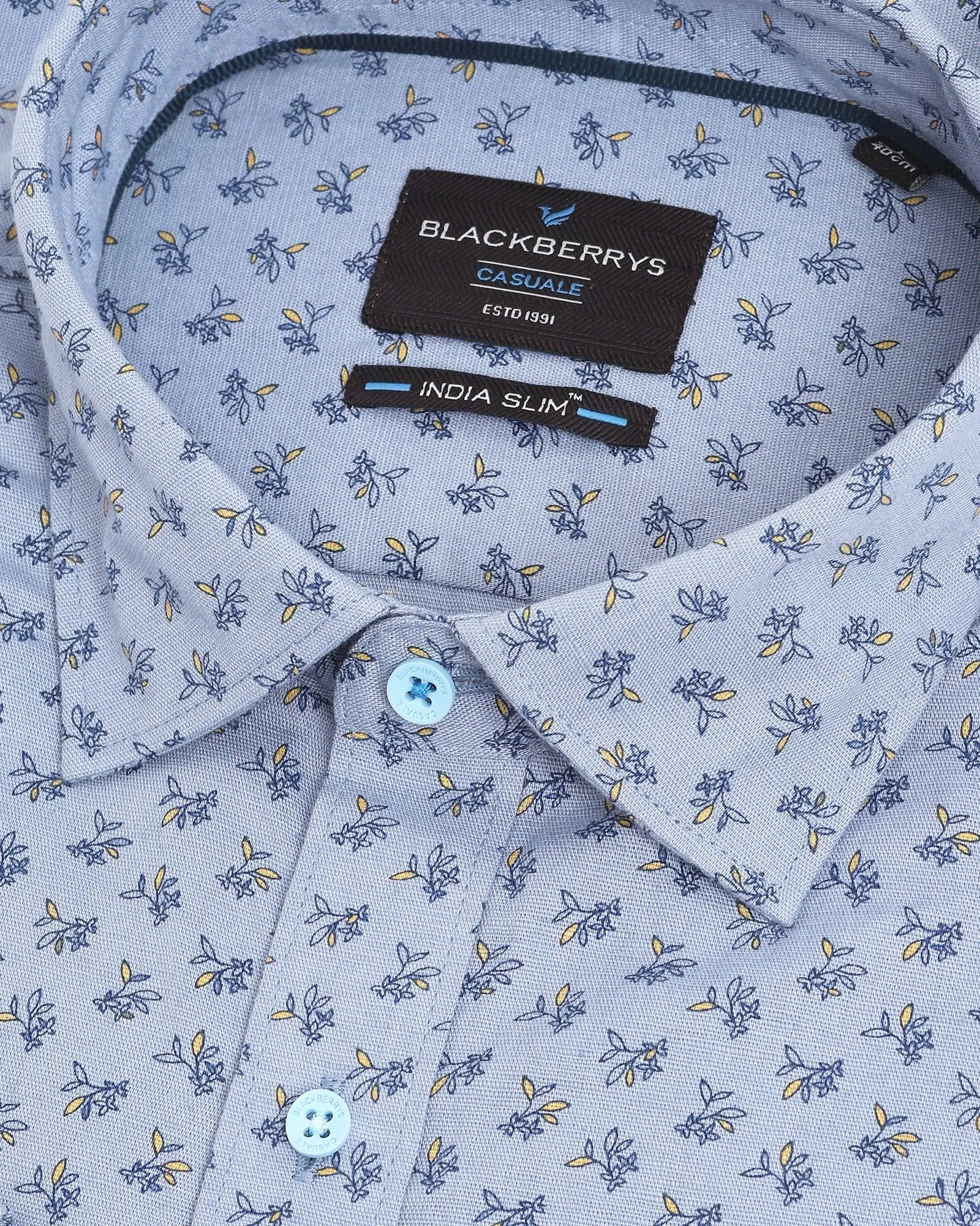 Casual Blue Printed Shirt - Akio