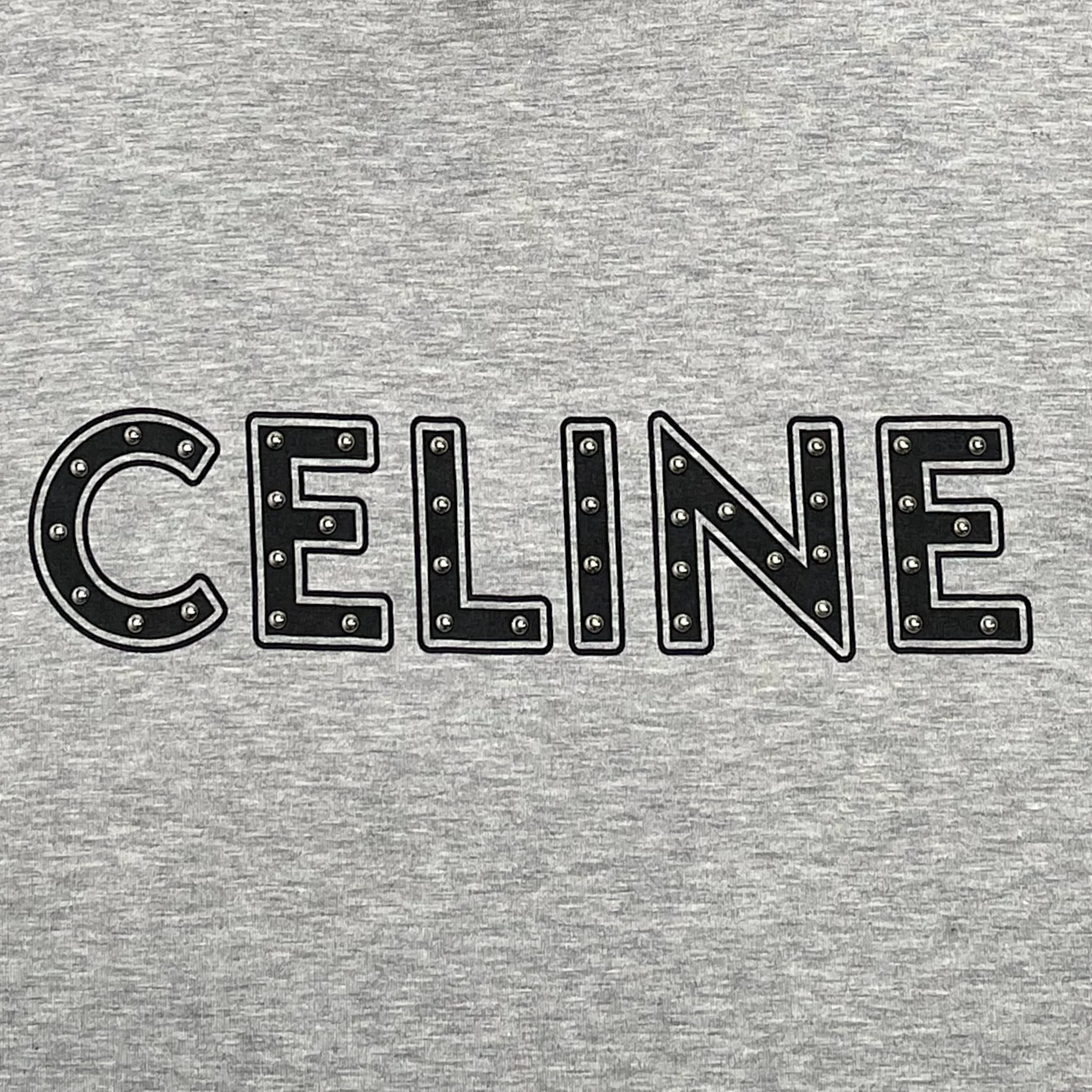 Celine Loose Studded Short Sleeve Tee Shirt Grey Pre-Owned