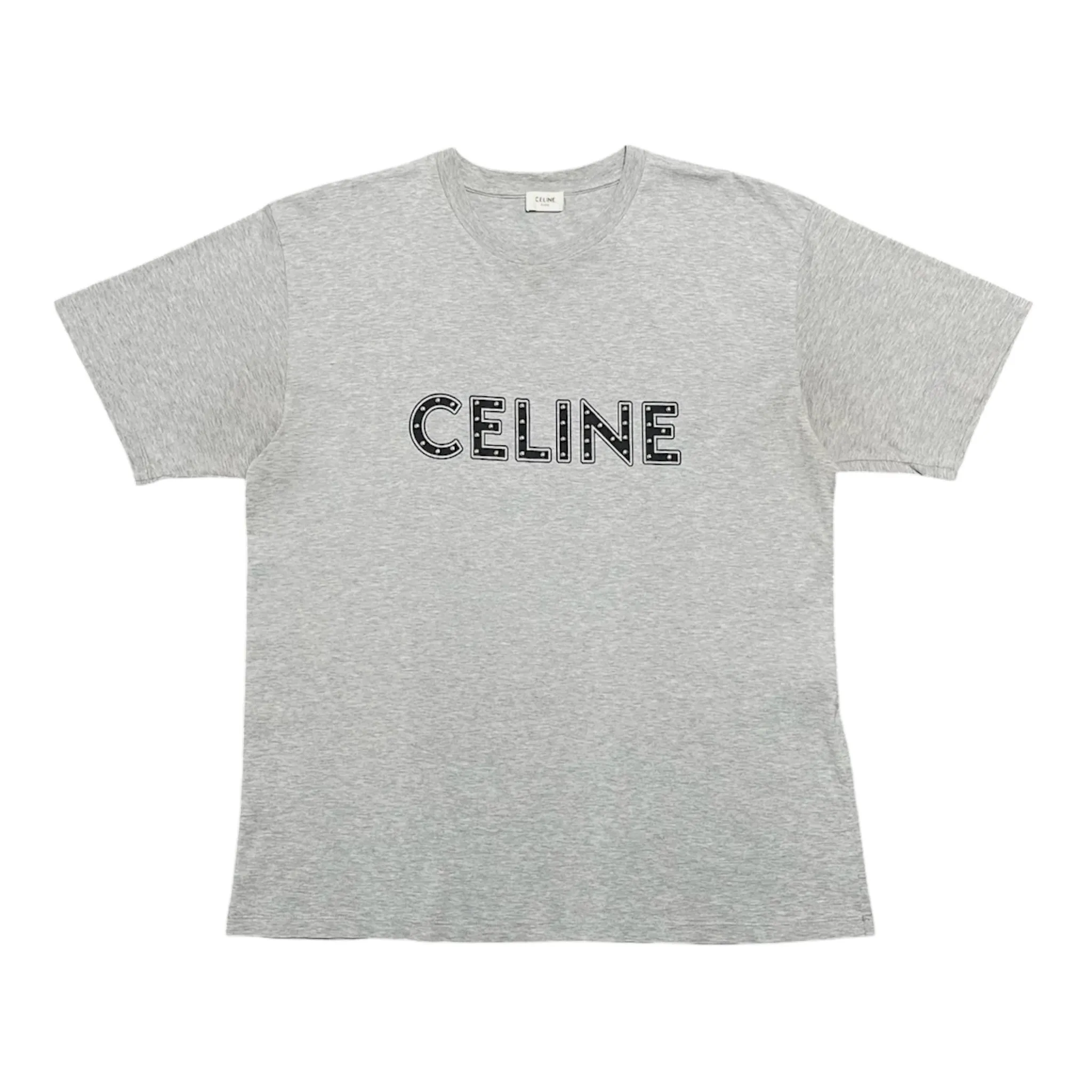 Celine Loose Studded Short Sleeve Tee Shirt Grey Pre-Owned