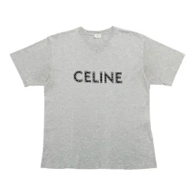 Celine Loose Studded Short Sleeve Tee Shirt Grey Pre-Owned