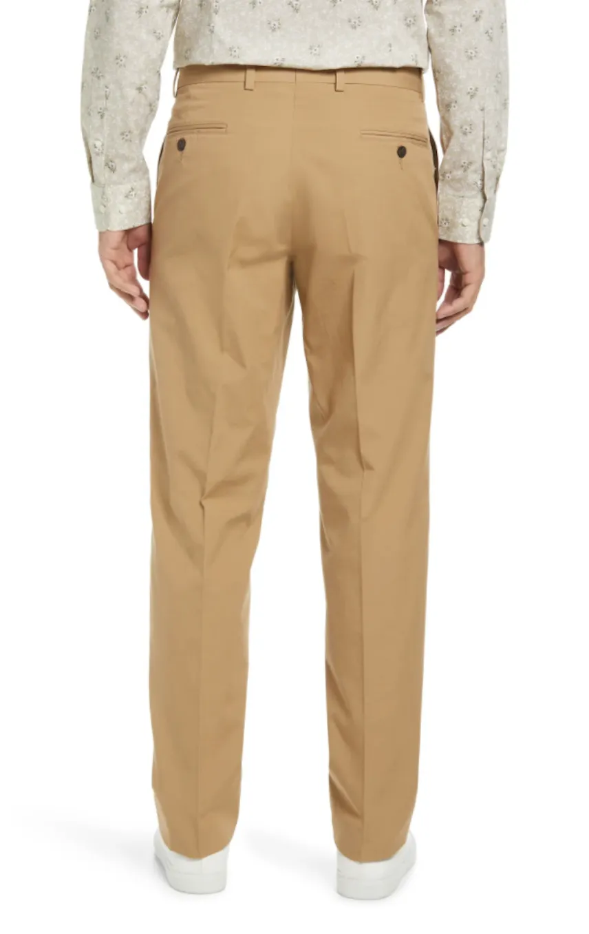 Charleston Khakis Washed Poplin, Flat Front, Regular Rise, British Tan