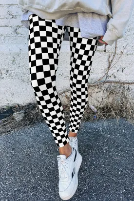 Checkered Skinny Leggings - Black (Online Exclusive)