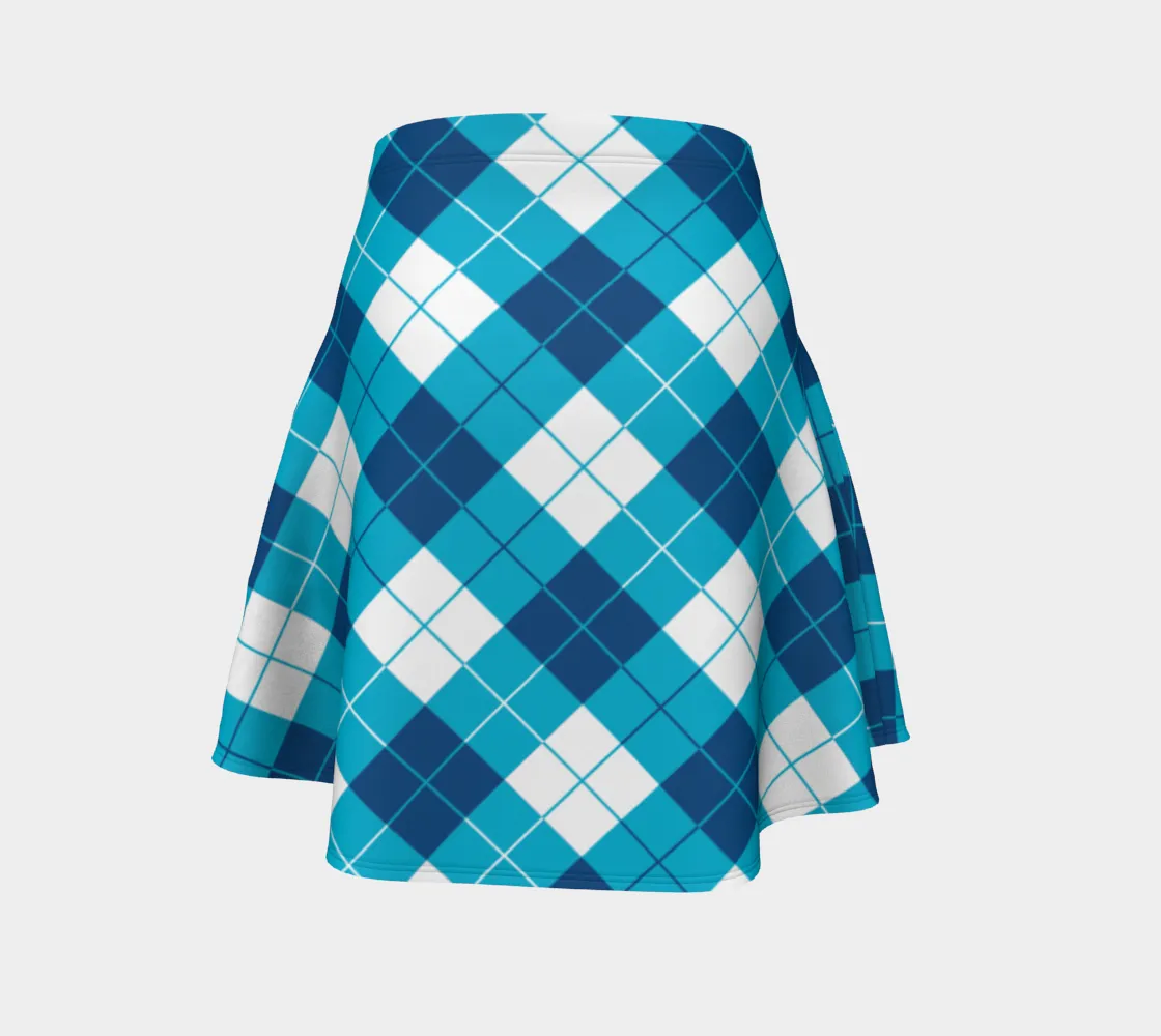 Classic Blue Argyle Flare Skirt