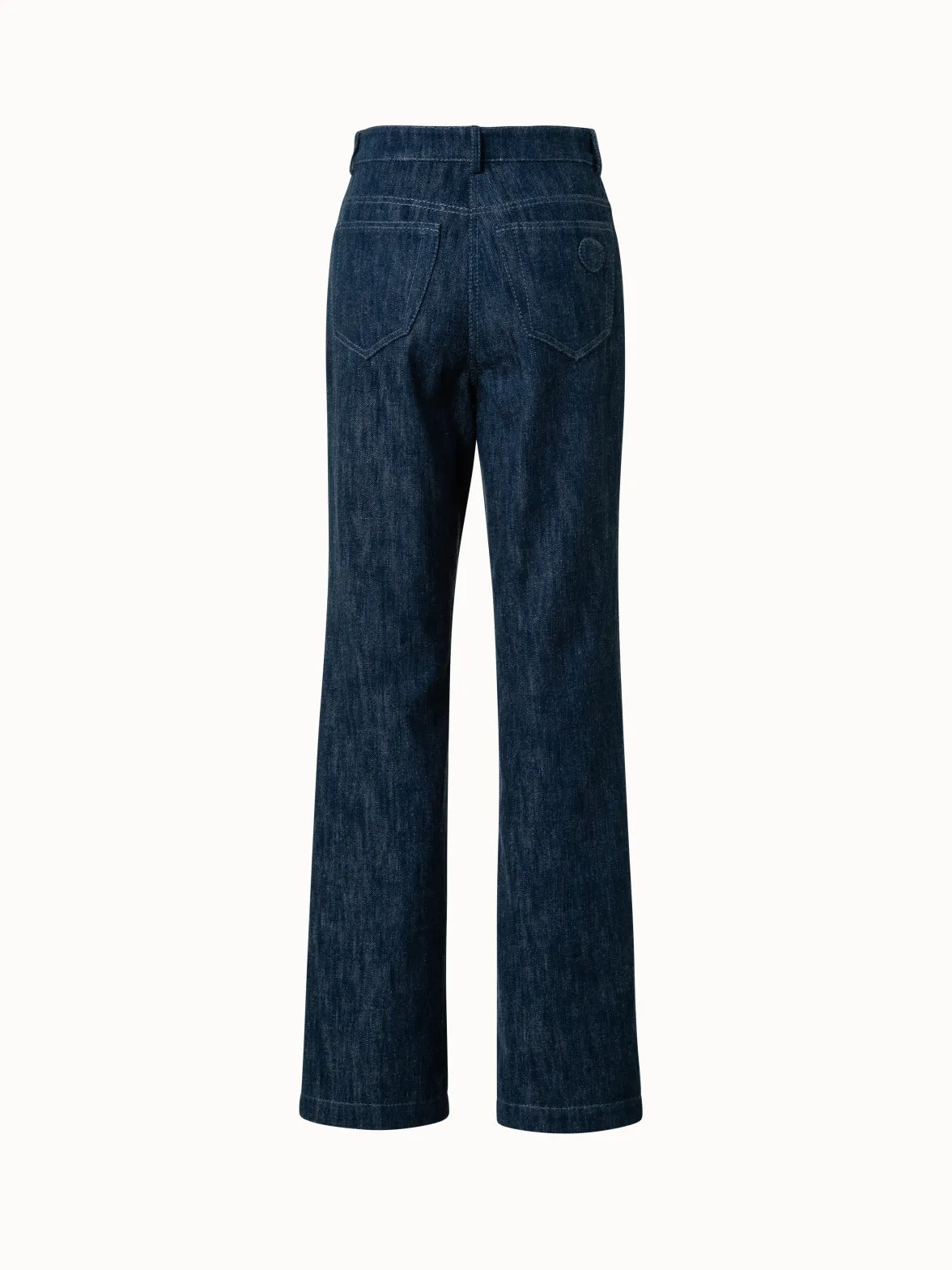 Cotton Denim Straight Leg Pants