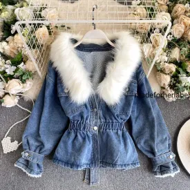 Detachable Fur Denim Jacket