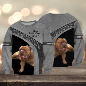 Dogue de Bordeaux Love Grey Never Walk Alone 3D Full Print Sweatshirt