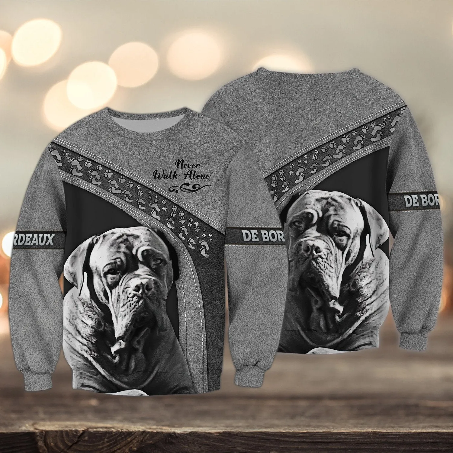 Dogue de Bordeaux Love Grey Never Walk Alone 3D Full Print Sweatshirt