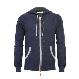 Donegal Blue Cashmere Hooded Zipper Sweater Nowra