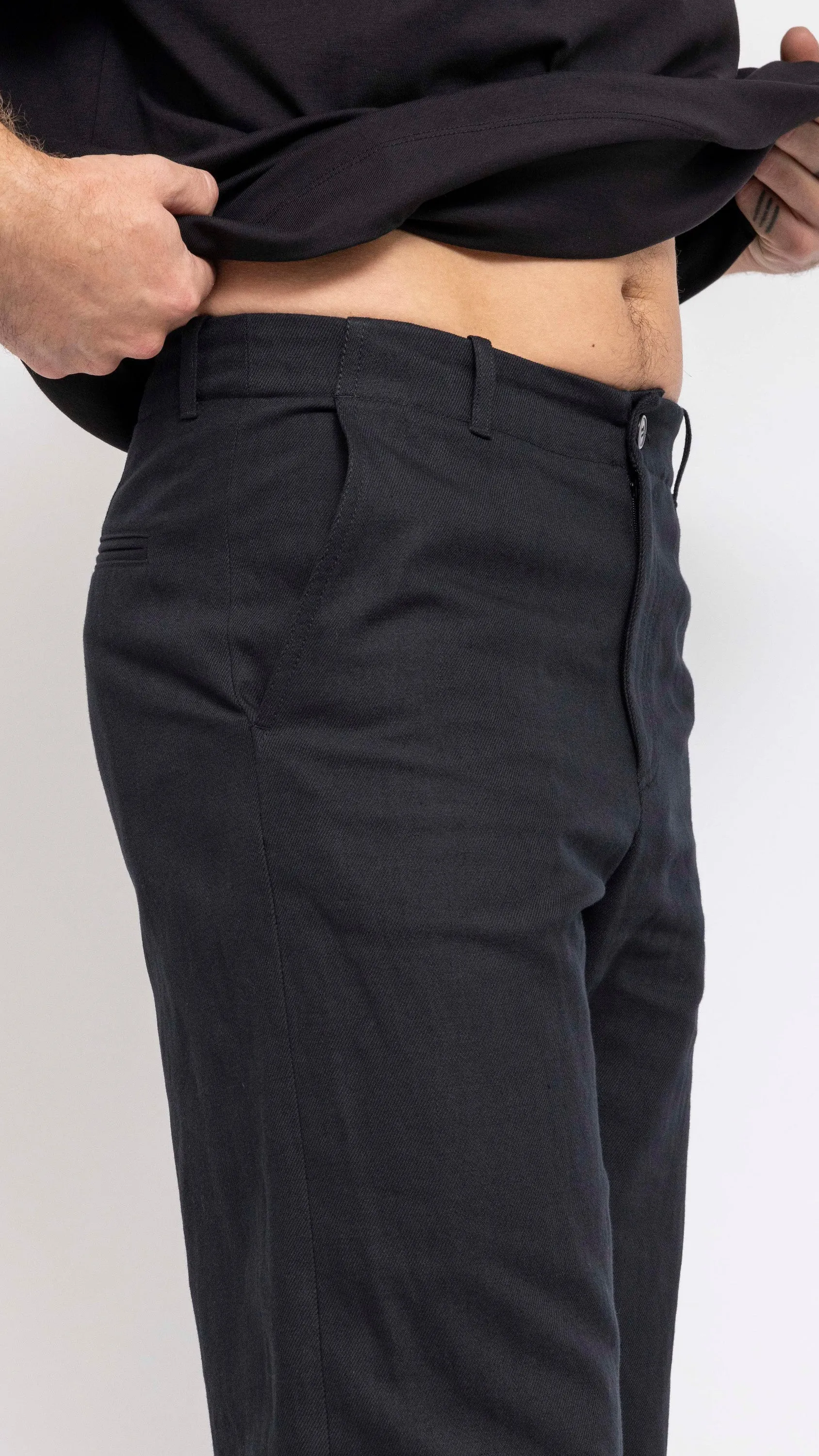 DRIES VAN NOTEN BLACK COTTON BLEND PHIL PANTS