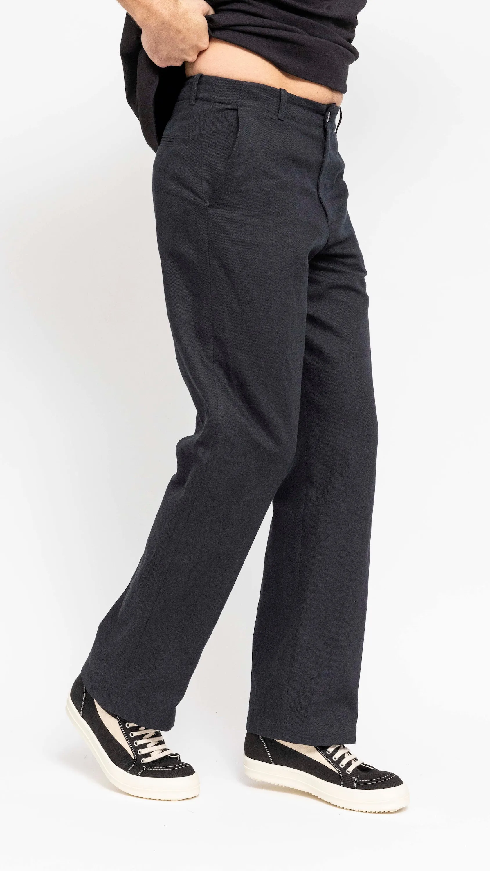 DRIES VAN NOTEN BLACK COTTON BLEND PHIL PANTS