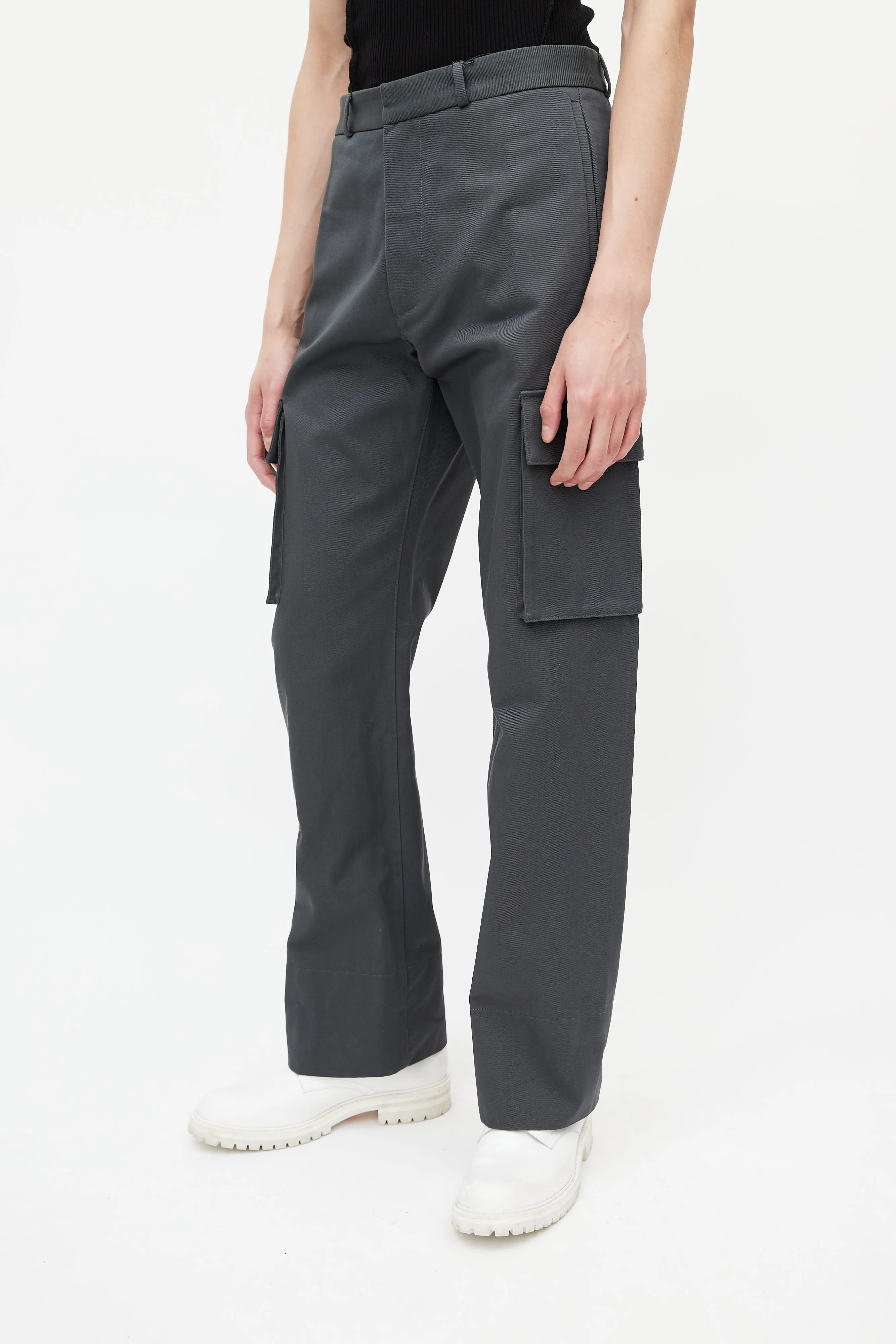 Grey Straight Leg Cargo Pant