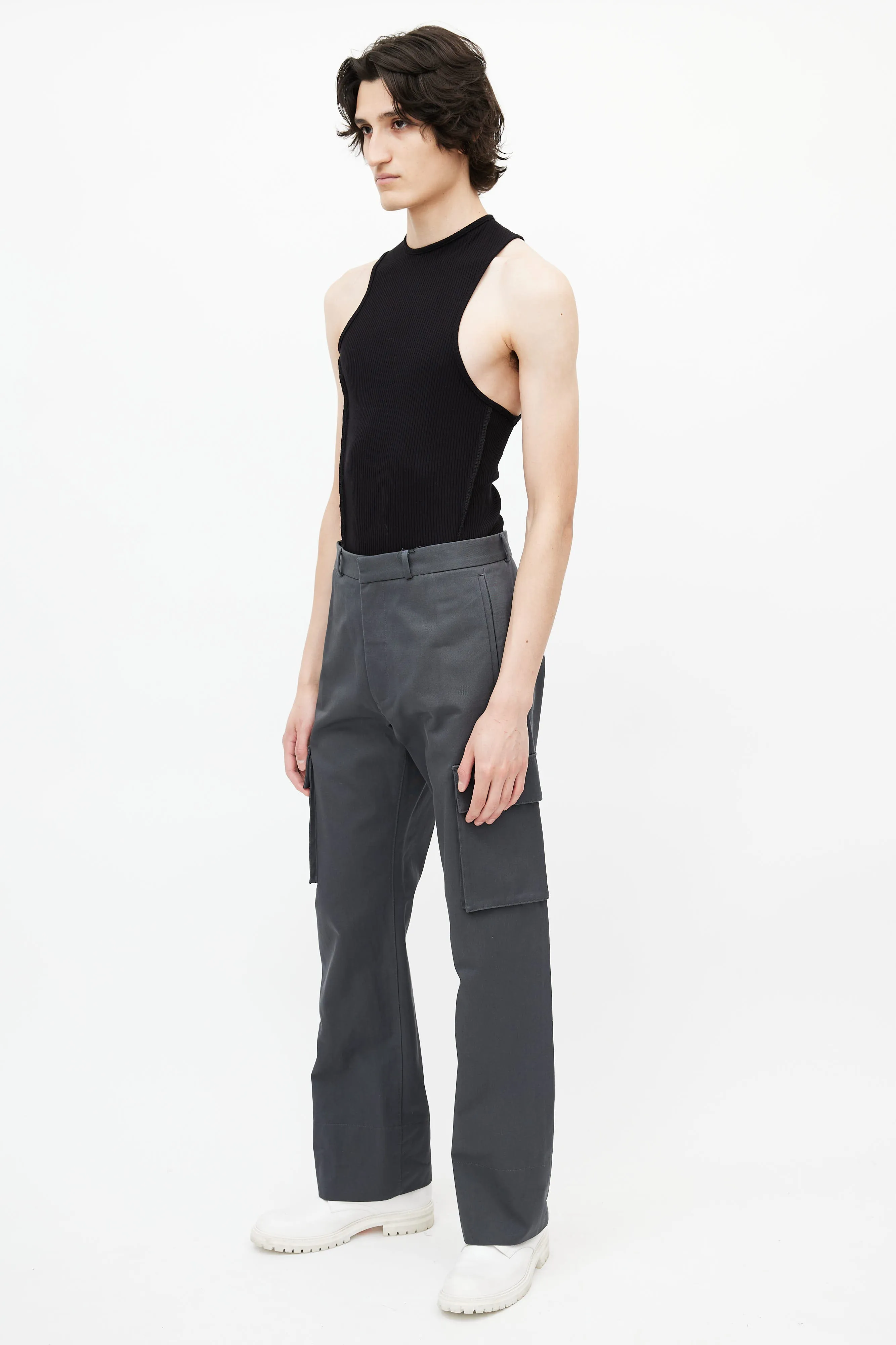 Grey Straight Leg Cargo Pant