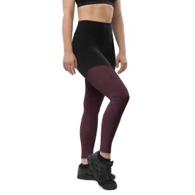 Humble Sportswear™ Pattens Red Sports Compression Leggings