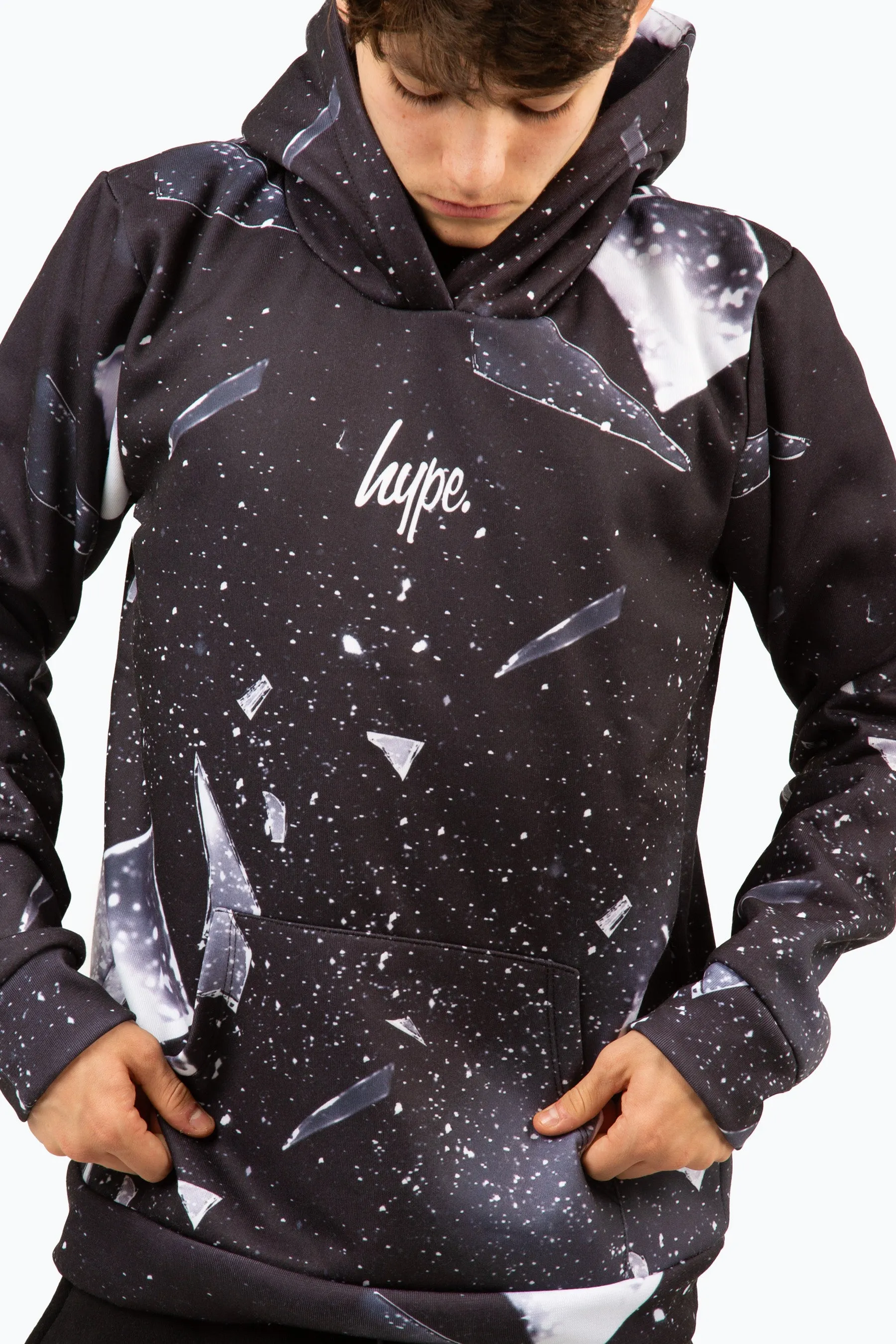 Hype Boys Black Explosion Mini Script Hoodie