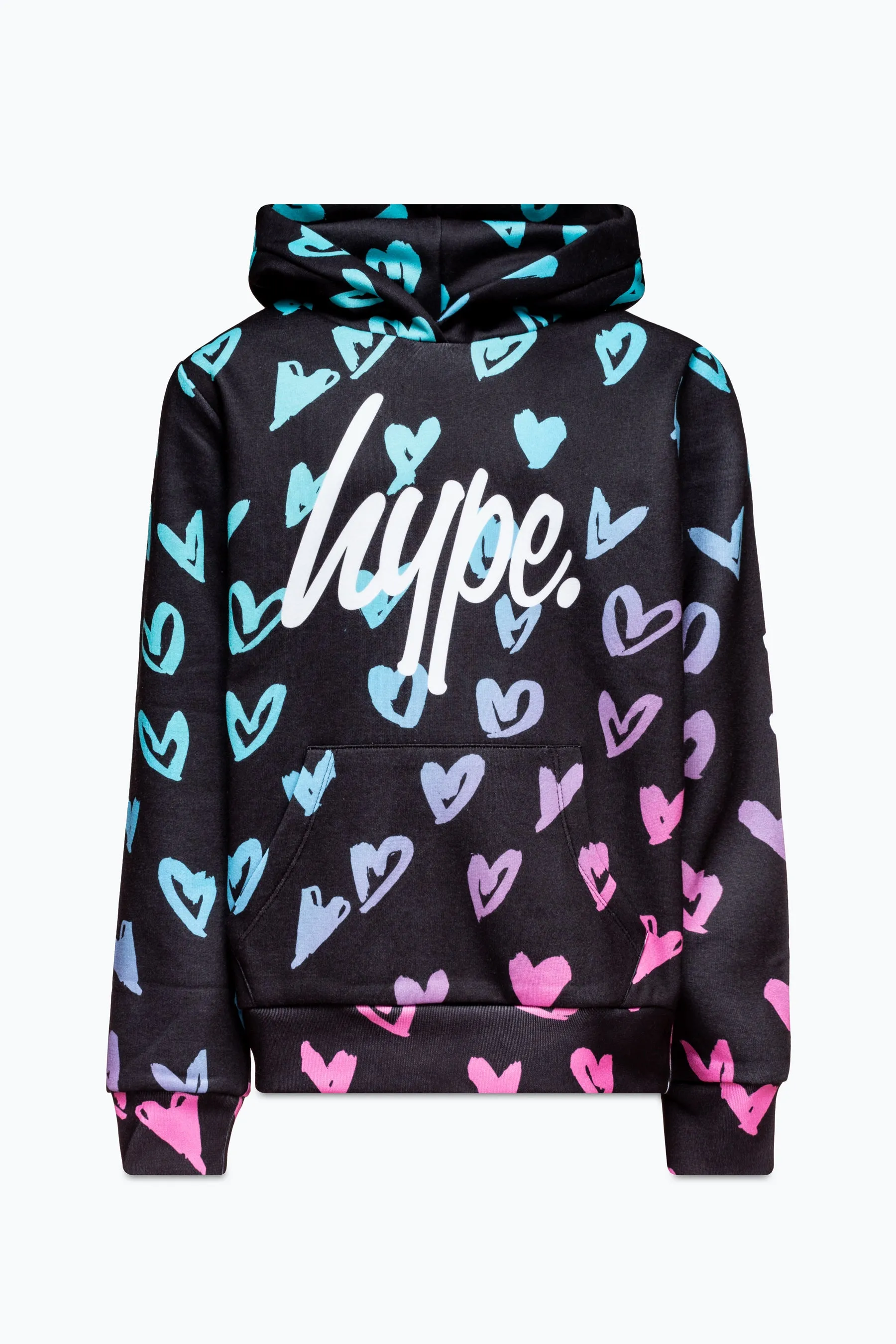 Hype Girls Scribble Heart Pink Script Hoodie